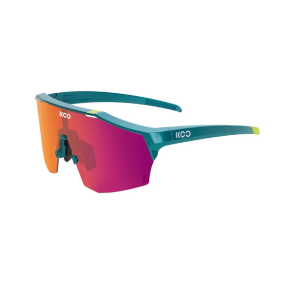 Oculos koo alibi armação verde metalica e cor da lente fuchsia fotocromatica espelhada