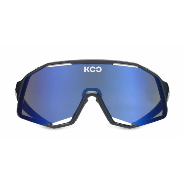 Oculos koo demos armação preta e lente azul sky espelhada